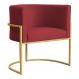 Poltrona Decorativa Sala de Estar Luana Base Gold Veludo Vermelho - Montanaris Decor
