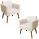 Kit 02 Poltronas Decorativas Isabella Pés Palito Madeira Suede Bege G19 - Gran Belo