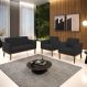 Conjunto 2 Poltronas e 1 Namoradeira Decorativa Isabella Pés Fixo em Madeira Castanho Veludo Preto G19 - Gran Belo