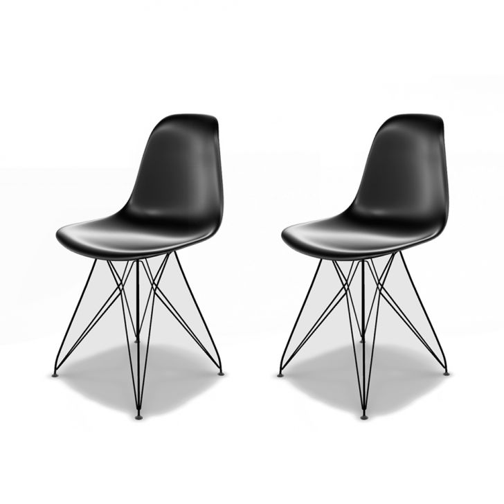 Conjunto com 2 Cadeiras Eames Eiffel Preto