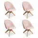 Kit 04 Poltronas Cadeira Giratória Bela Suede Rosa Bebê Base de Madeira - Pallazio