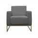 Poltrona Decorativa Leticia Slim Com Base de Metal Suede Cinza - DS Estofados