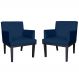 Combo 02 Poltronas Vitória Sala e Recepção Com Base de Madeira Suede Azul Marinho - DS Estofados