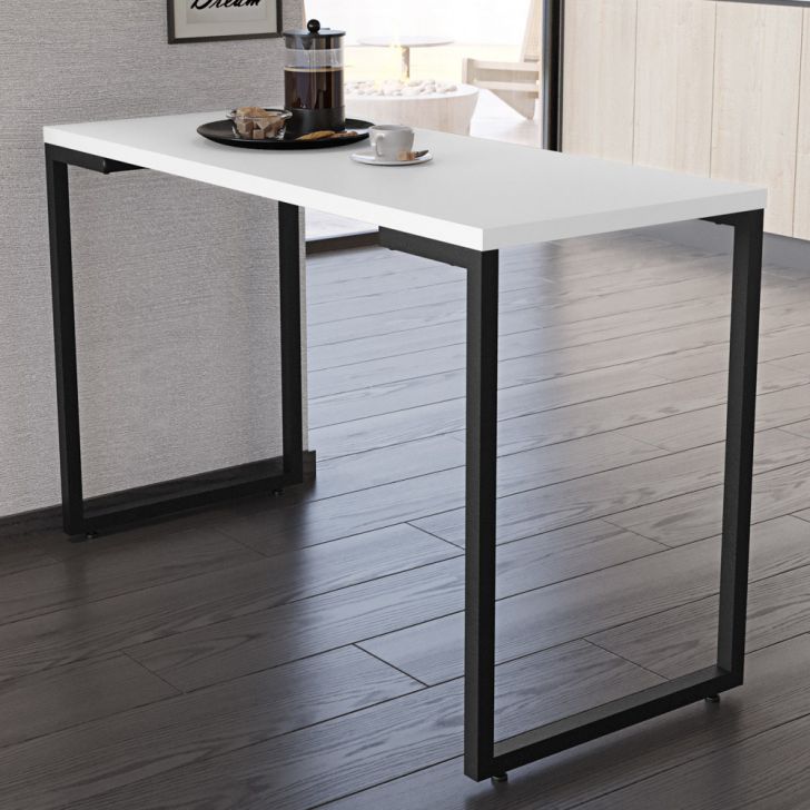 Mesa de Cozinha Multiuso Lanche Rápido Estilo Industrial 120x50cm BP Prattica F02 Branco - Mpozenato