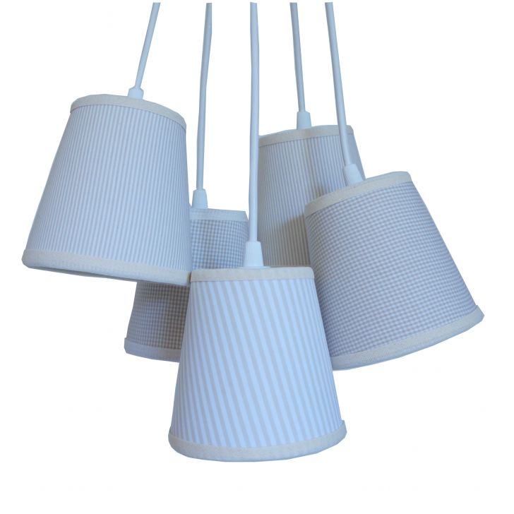 Lustre Pendente Xadrez e Listras Bege e Branco