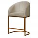 Poltrona Cadeira Banqueta Mia Base Bronze Veludo Bege - Montanaris Decor