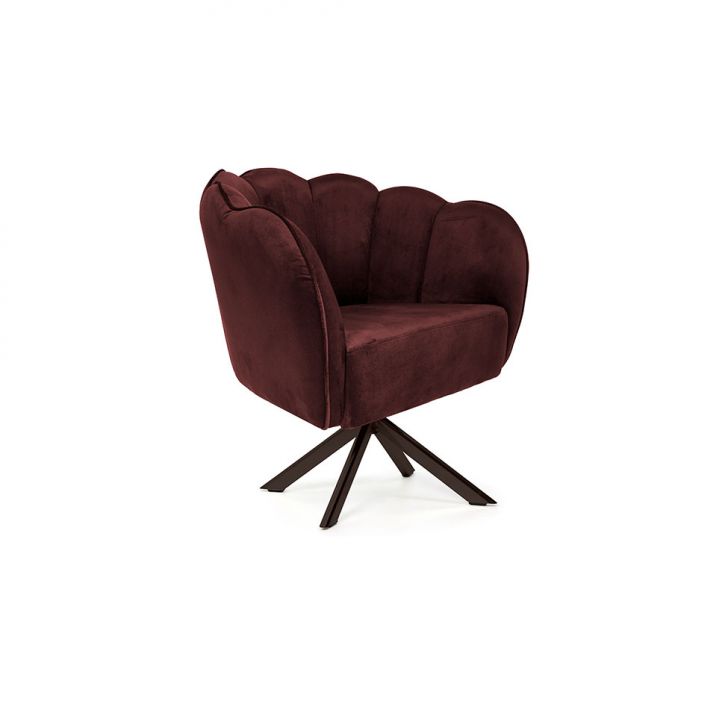 Poltrona Ariel Giratória Veludo Malbec E Chocolate