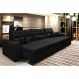 Sofá Cairo 3,52m Retrátil, Reclinável com 6 Almofadas Tecido Suede Preto - Cama InBox