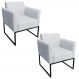 Kit 2 Poltronas Decorativas Base Industrial Preto Maressa S10 Suede Cinza - Ibiza