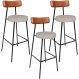 Kit 03 Banquetas Alta Bar Cozinha Sala De Jantar Milão L02 Couríssimo Camel Linho Bege - Lyam Decor