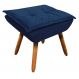 Puff Opala Suede Azul Marinho Pés Palito Castanho D'Rossi