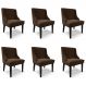 Kit 6 Cadeiras Decorativas Sala de Jantar Base Fixa de Madeira Firenze Suede Marrom/Preto G19 - Gran Belo