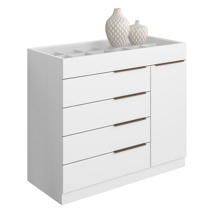 Cômoda Sevilha 1 Porta e 5 Gavetas com Porta Joias Branco - Aramóveis