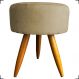 Puff Decorativo Para Sala Quarto Penteadeira Redondo Suede Nude Pés Palito