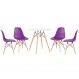 Mesa redonda Eames 70 cm branco + 4 cadeiras Eiffel DSW Roxo