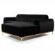 Sofá 245cm 4 Lugares com Chaise Direito Pés Gold Molino B-300 Veludo Preto - Domi