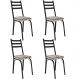 Kit 4 Cadeiras para Cozinha Tubular D-13 Nara de Aço Preto/Cedro