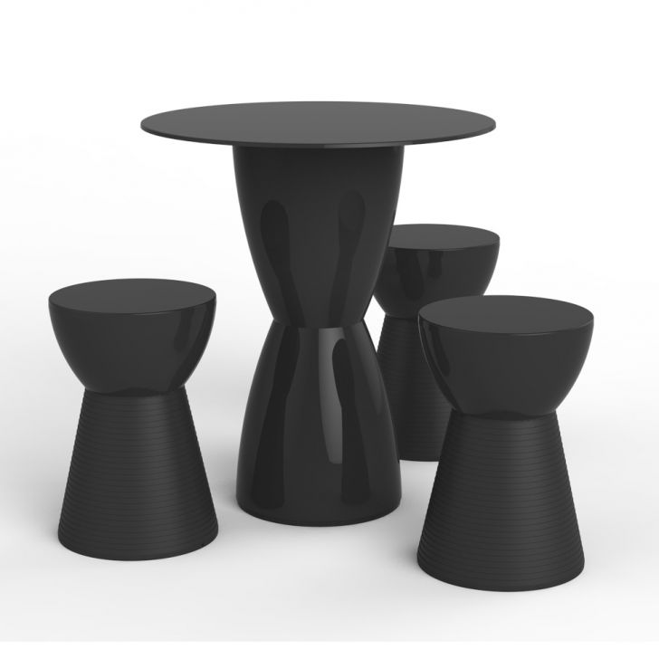 Conjunto de Mesa com 3 Bancos | Banquetas Fit Preto