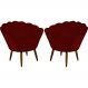 Kit 02 Poltronas Decorativa Pétala Pés Palito Suede Bordô