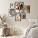 Kit 6 Quadros Decorativos Bege Marrom E Dourado - com vidro
