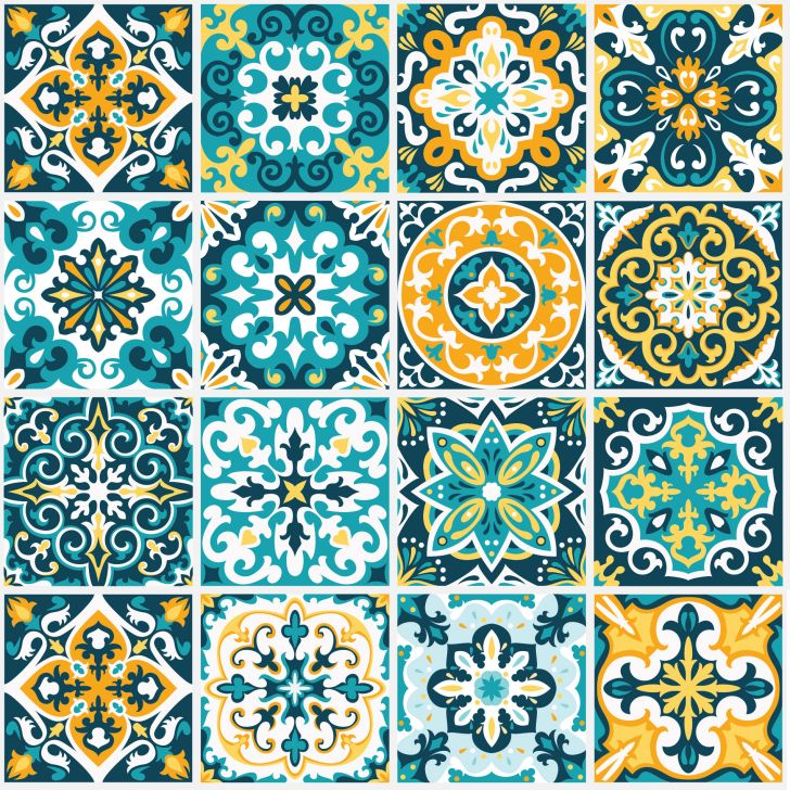 Adesivo de Azulejo Hidráulico Rococó 20x20cm com 12un