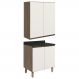 Armario Aereo Balcao 2 Portas 60cm MDF Kali Carvalho Toq Off White Cetim Nicioli