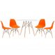 Mesa redonda Eames 100 cm branco + 4 cadeiras Eiffel DSW Laranja