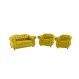 Conjunto 1 Namoradeira + 2 Poltronas Chesterfield Merlô Suede Amarelo / Decoração, barbearia, sala, recepção