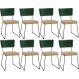 Kit 08 Cadeiras Decorativas Sala Jantar Allana L02 Facto Verde Musgo Linho Bege Escuro - Lyam Decor