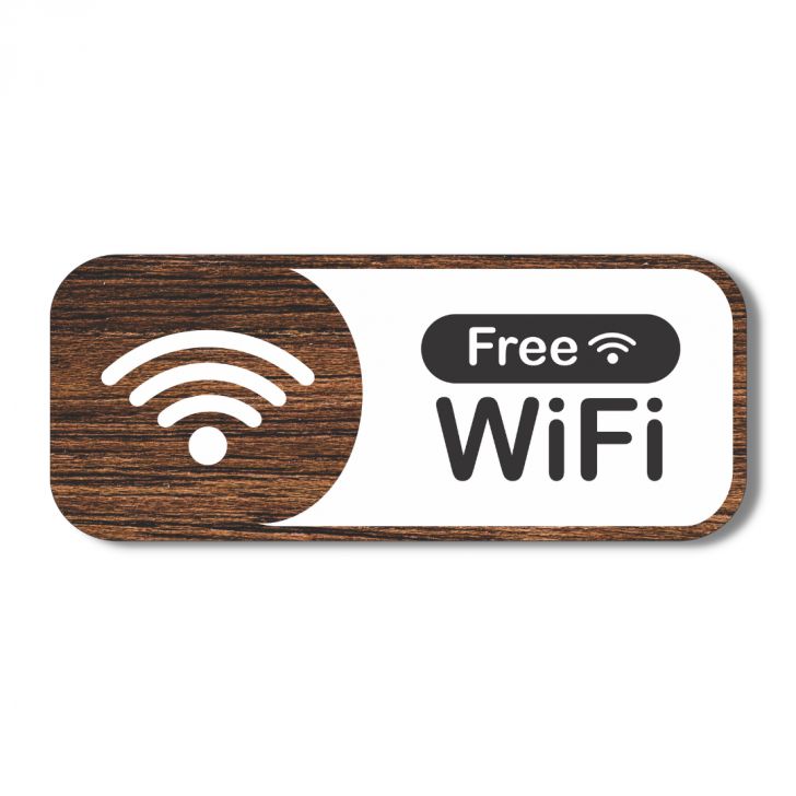 Placa de Sinalização Aviso Wifi Free 25x10 cm