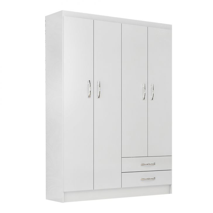 Guarda-Roupa Solteiro Atalaia 4 Portas 2 Gavetas Branco