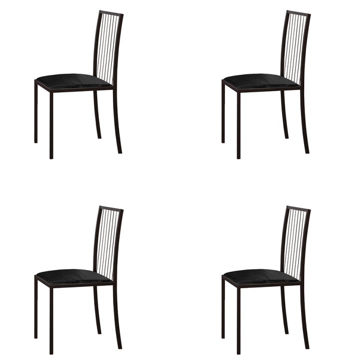 Conjunto Com 4 Cadeiras Atos Couríssimo Preto E Café