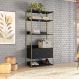 Guarda-Roupa Closet Industrial Mital 2 Gavetas Preto e Dourado 89 cm