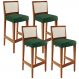 Kit 04 Banquetas Alta Para Cozinha Encosto em Tela Branco Zion L02 Facto Verde Musgo - Lyam Decor