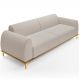 Sofá 3 Lugares Para Sala de Estar Kiev 180cm D02 Base Castanho Pés D'ouro Bouclê Creme C-54 - Lyam Decor