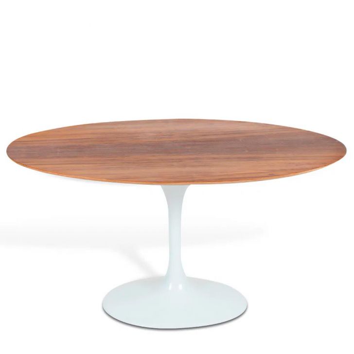 Mesa Saarinen Oval Imbuia 180x100cm - Base Branca