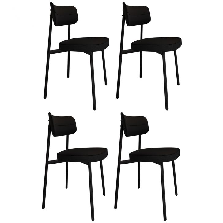 Cadeira de Jantar Estofada Kit 4 Ella M25 Linho Grafite - Mpozenato