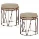 Kit 2 Puffs Decorativo Sala de Estar Base Bronze Chloe Veludo Bege G41 - Gran Belo