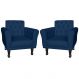 Kit 02 Poltronas Decorativas Classic Pés Luis XV Suede Azul Marinho - DS Estofados