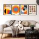 Kit 4 Quadros Arte Bauhaus Círculos 33x24cm - com vidro