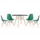 Mesa redonda Eames 120 cm preto + 4 cadeiras Eiffel DSW Verde escuro
