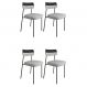 Conjunto com 4 Cadeiras Mona Linho Cinza e Preto