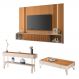 Conjunto Home c/LED, Aparador e Mesa de Centro Rennes MDF/MDP Cinamomo/Off White G26 - Gran Belo