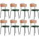 Kit 08 Cadeiras Decorativas Estofada Sala Jantar Barcelona L02 Couríssimo Camel Facto Verde - Lyam