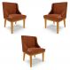 Kit 3 Cadeiras Decorativas Sala de Jantar Base Fixa de Madeira Firenze PU Nozes/Castanho G19 - Gran Belo