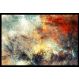 Quadro Decorativo Abstrato Vibrante com Moldura Caixa, na posição Horizontal, ideal para ambiente de Sala, Quarto e Hall (Moldura Preta, 100x70 cm)
