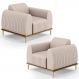 Kit 2 Poltronas Decorativas Base Gold Molino D06 Suede C-309 Bege - Mpozenato