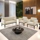 Conjunto 2 Poltronas e 1 Namoradeira Decorativa Isabella Pés Fixo em Madeira Preto Suede Bege G19 - Gran Belo