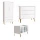 Jogo de Quarto para Bebê Completo 2 Portas Théo New Branco Fosco com Natural - Reller