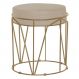 Puff Decorativo Sala de Estar Base Gold Chloe Veludo Bege G41 - Gran Belo